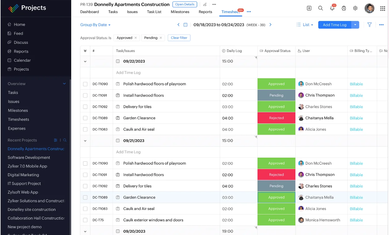 Time tracking and timesheets