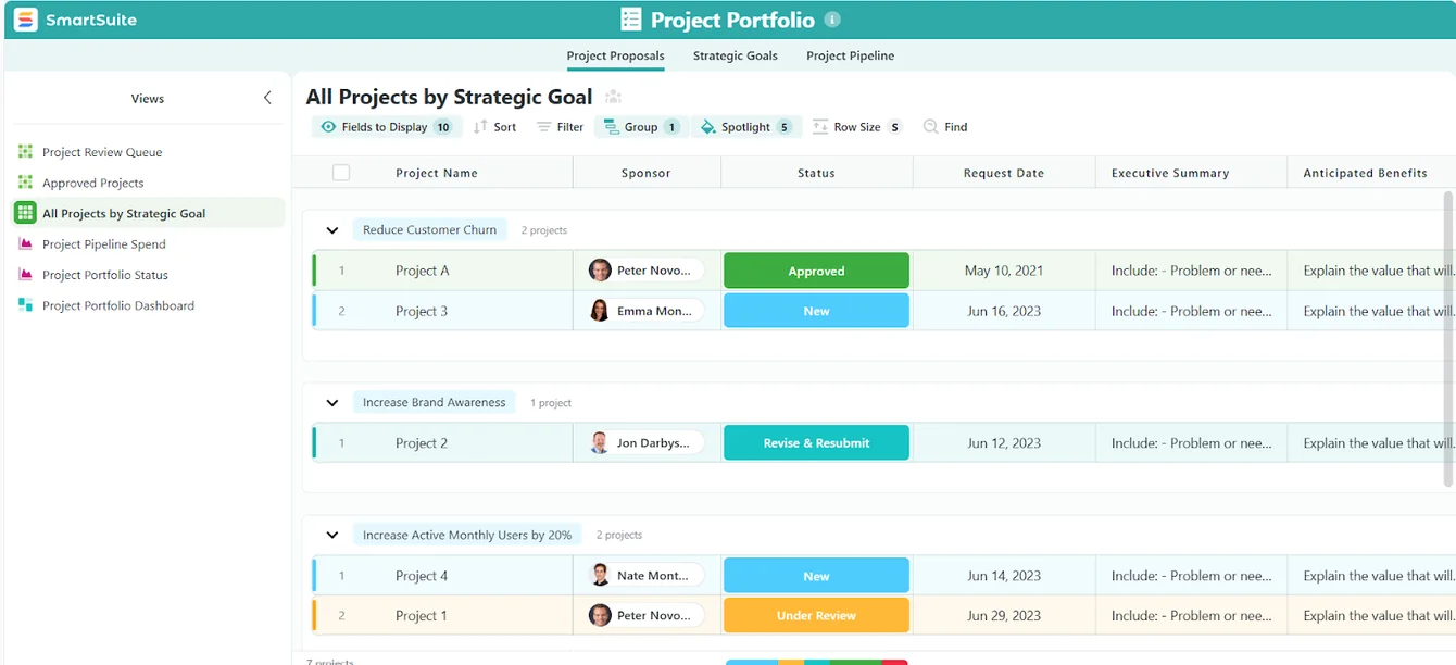 Screenshot: SmartSuite’s features