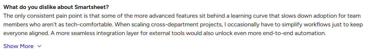 Smartsheet reviews