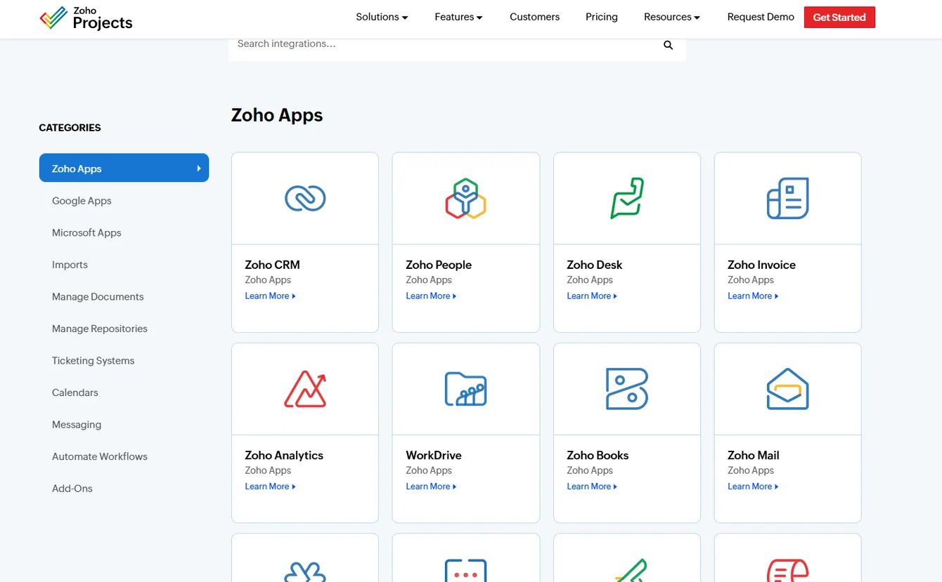 Zoho Projects integrations