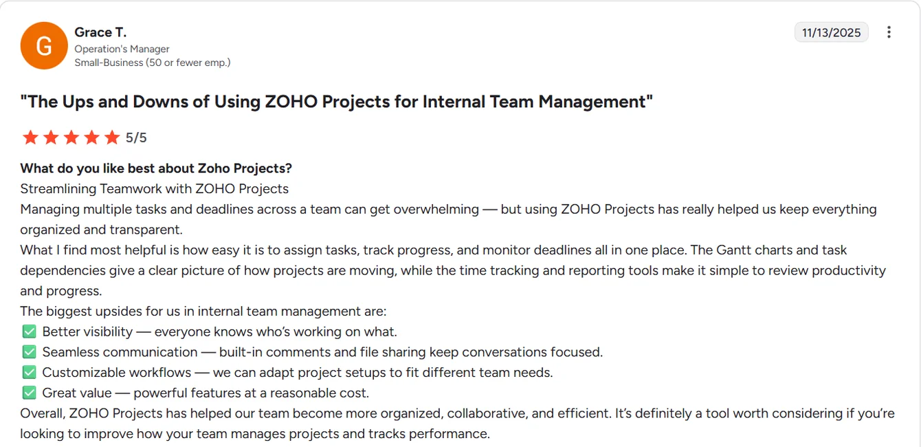 Zoho Projects reviews