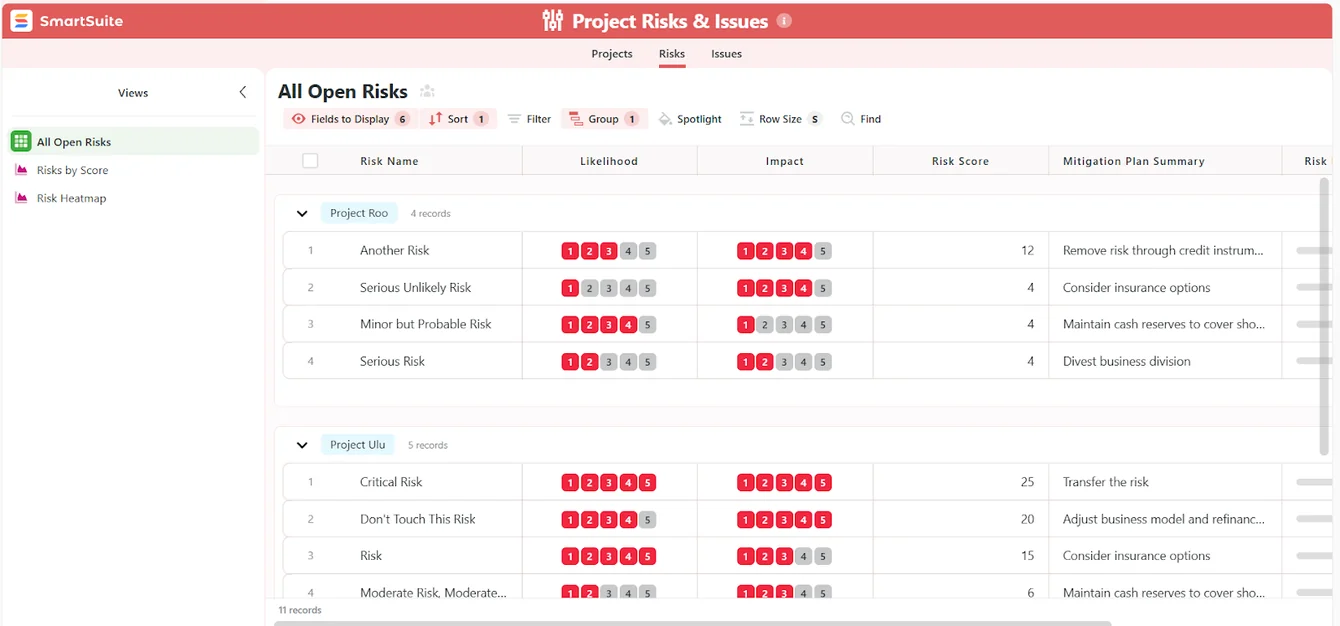 Screenshot: All-in-one work management (records, not spreadsheets) in SmartSuite