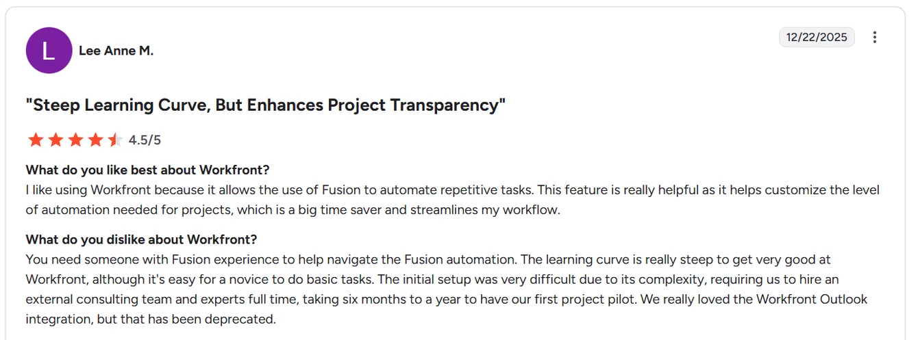 Workfront reviews