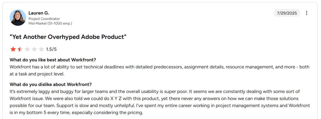 Workfront reviews