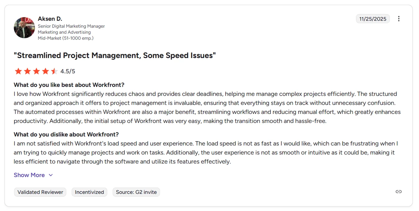 Workfront reviews