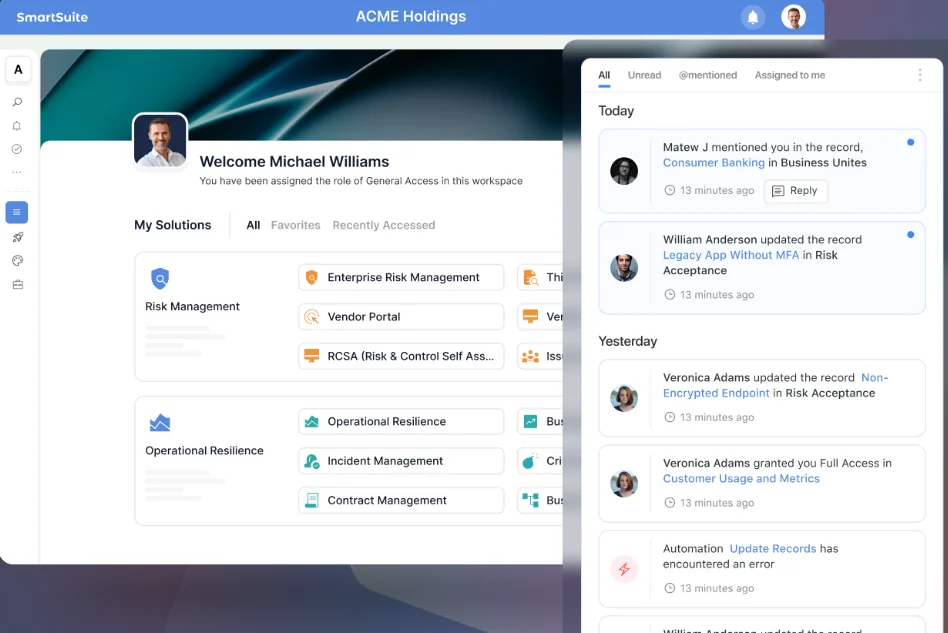 Screenshot: Built-in collaboration where the work happens in SmartSuite