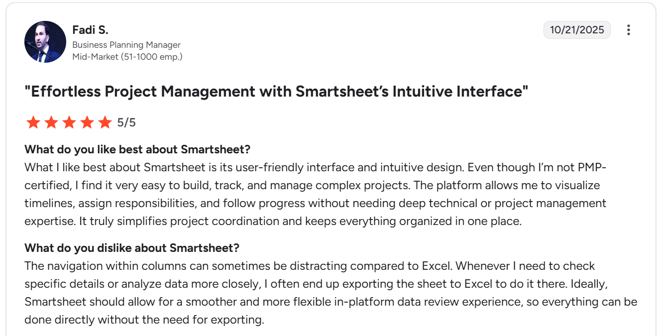 Smartsheet reviews