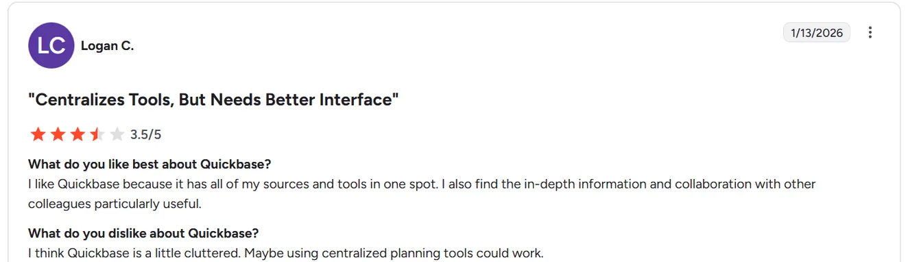 Quickbase reviews