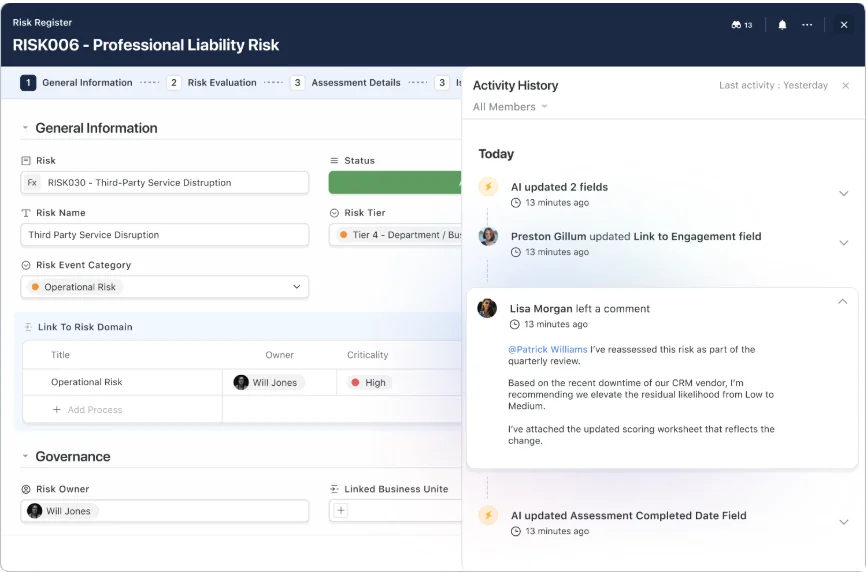 Screenshot: Built-in collaboration where work happens in SmartSuite