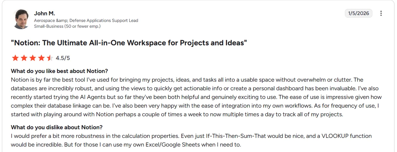 Notion reviews