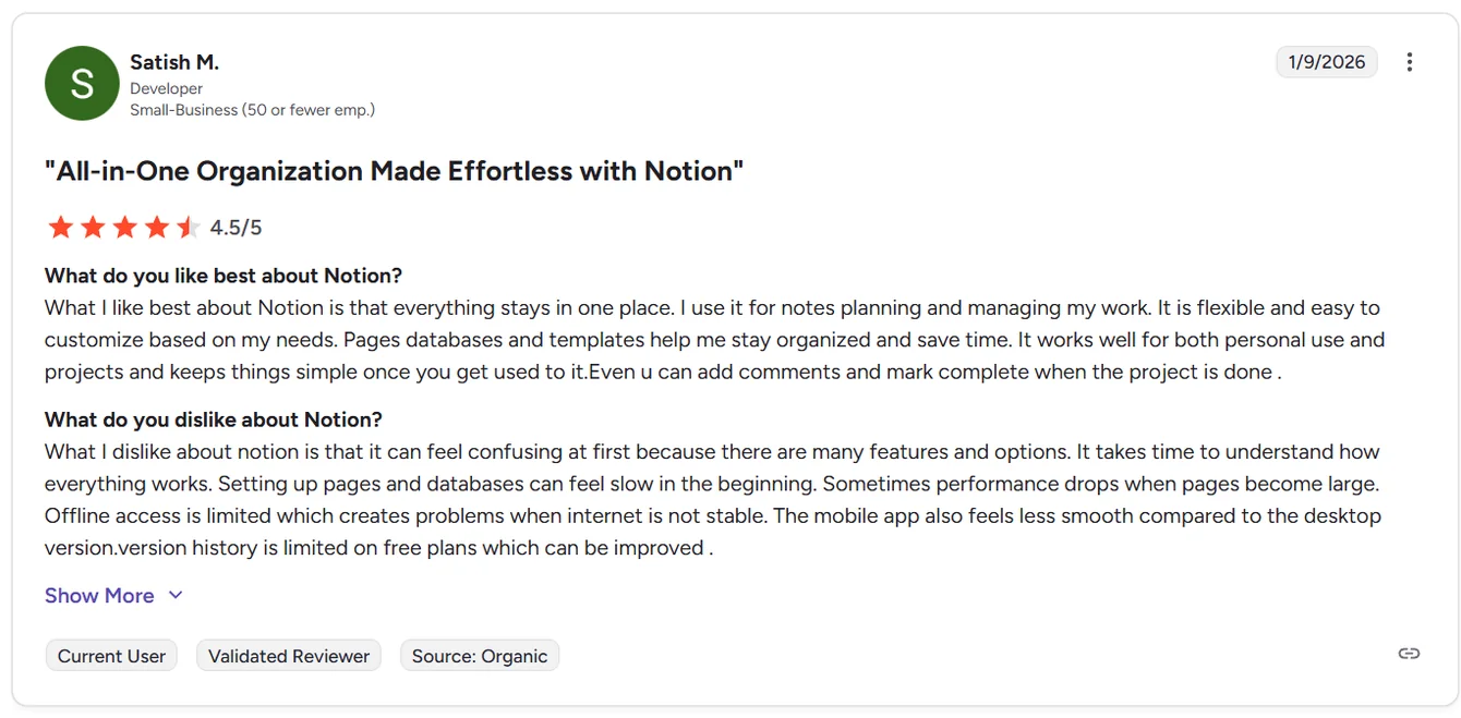 Notion reviews