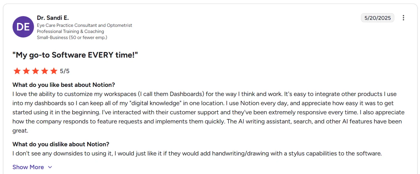Notion reviews