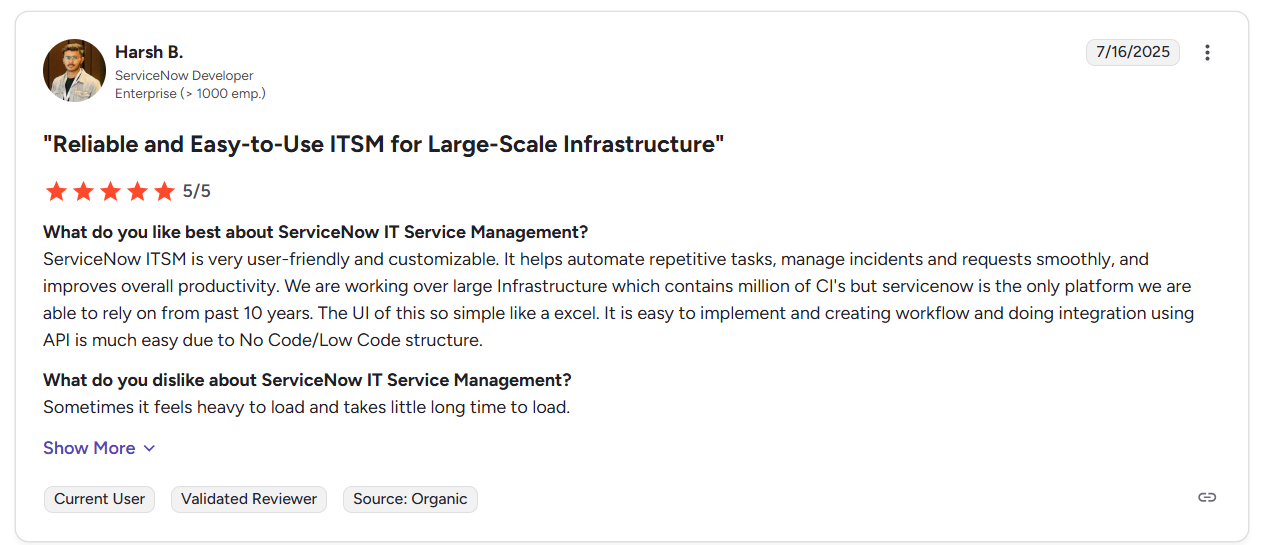 ServiceNow Reviews