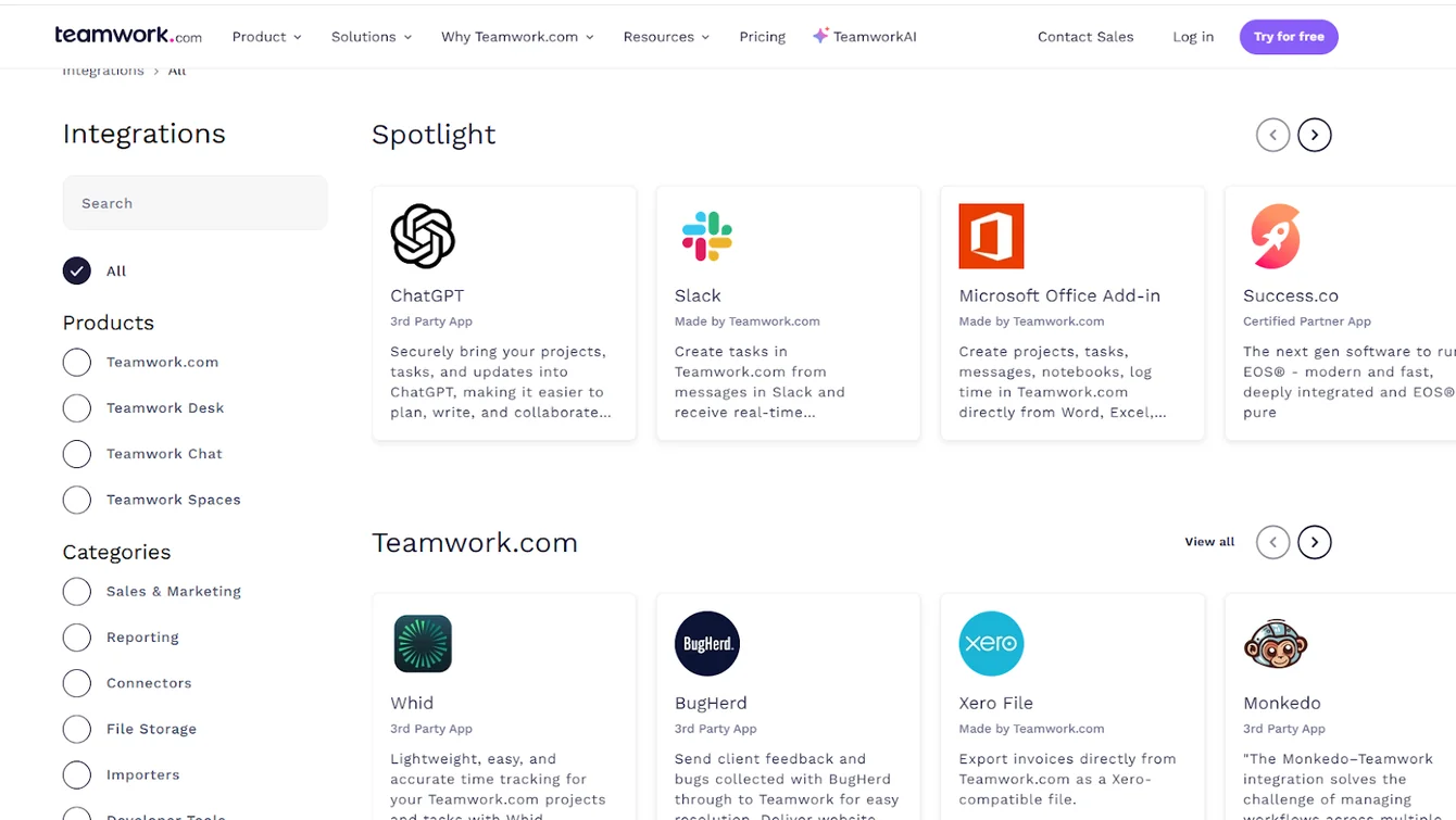 Teamwork Integrations