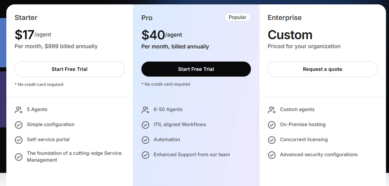 InvGate pricing plans