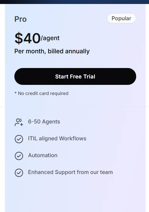 InvGate Pro ITSM plan