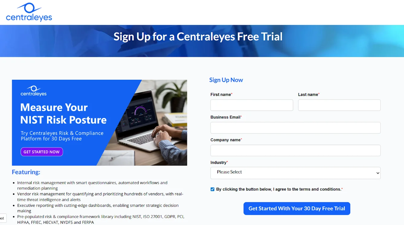 Does Centraleyes offer a free plan or a free trial?