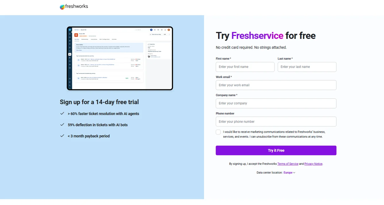 Does Freshservice offer a free plan or a free trial?