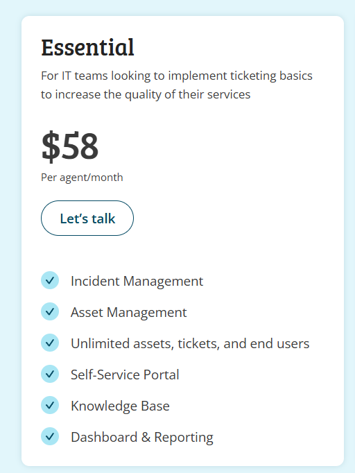 TOPdesk Essential plan