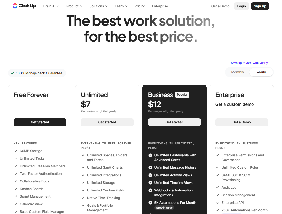 ClickUp’s Pricing Plans