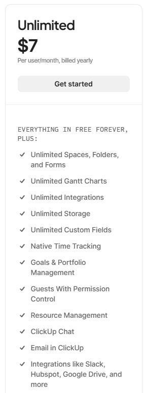 ClickUp: Unlimited Plan