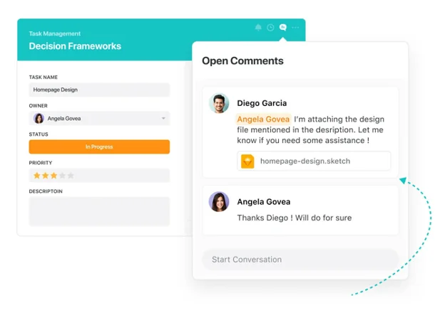 Chat box showing a conversation between two people