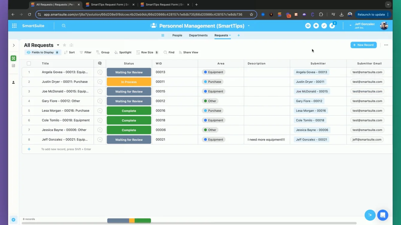 Screenshot: Defining the Relationship in SmartSuite