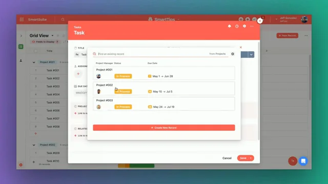 Screenshot: Static Filtering in Linked Records in SmartSuite