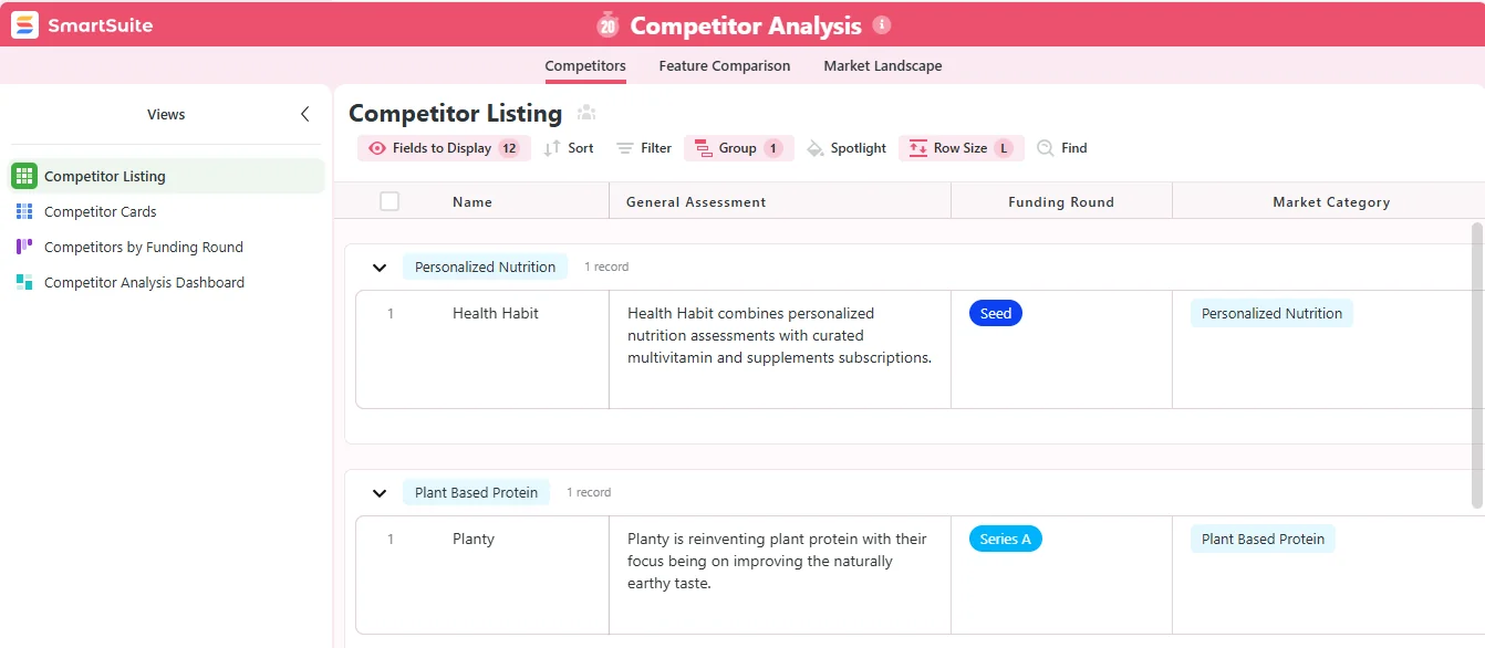 Screenshot: Feature #2: Templates for Agile workflows in SmartSuite