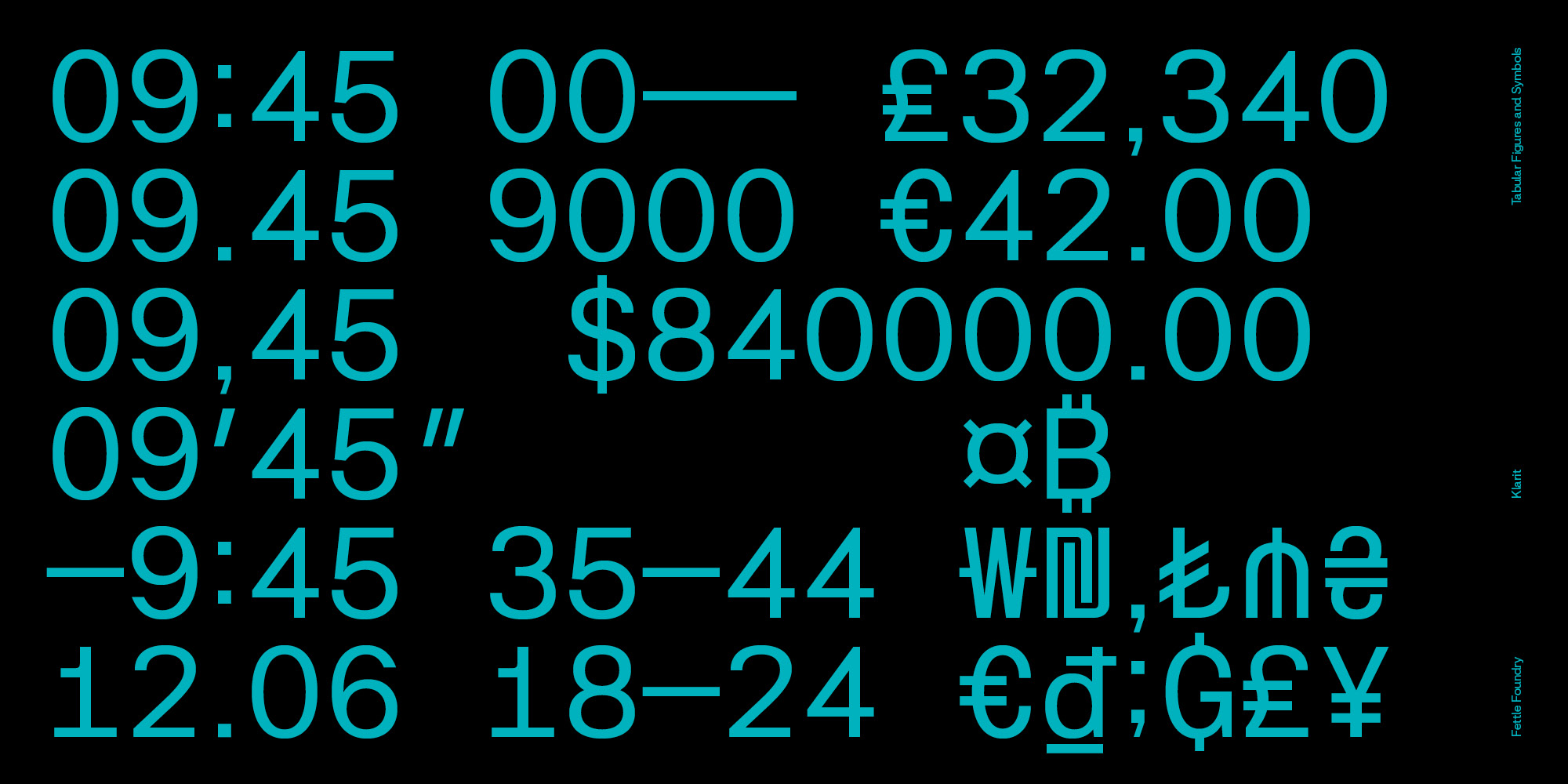 Klarit monospaced letterforms
