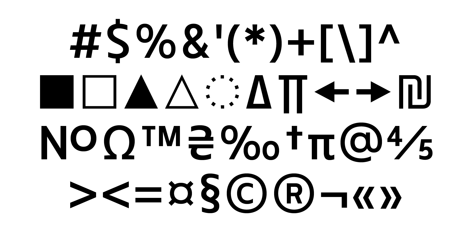 Symbols from Pudsey font