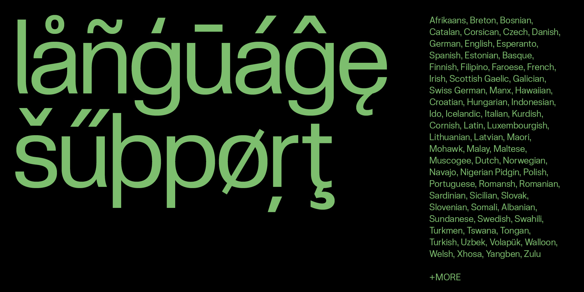 Language support of Skipton font