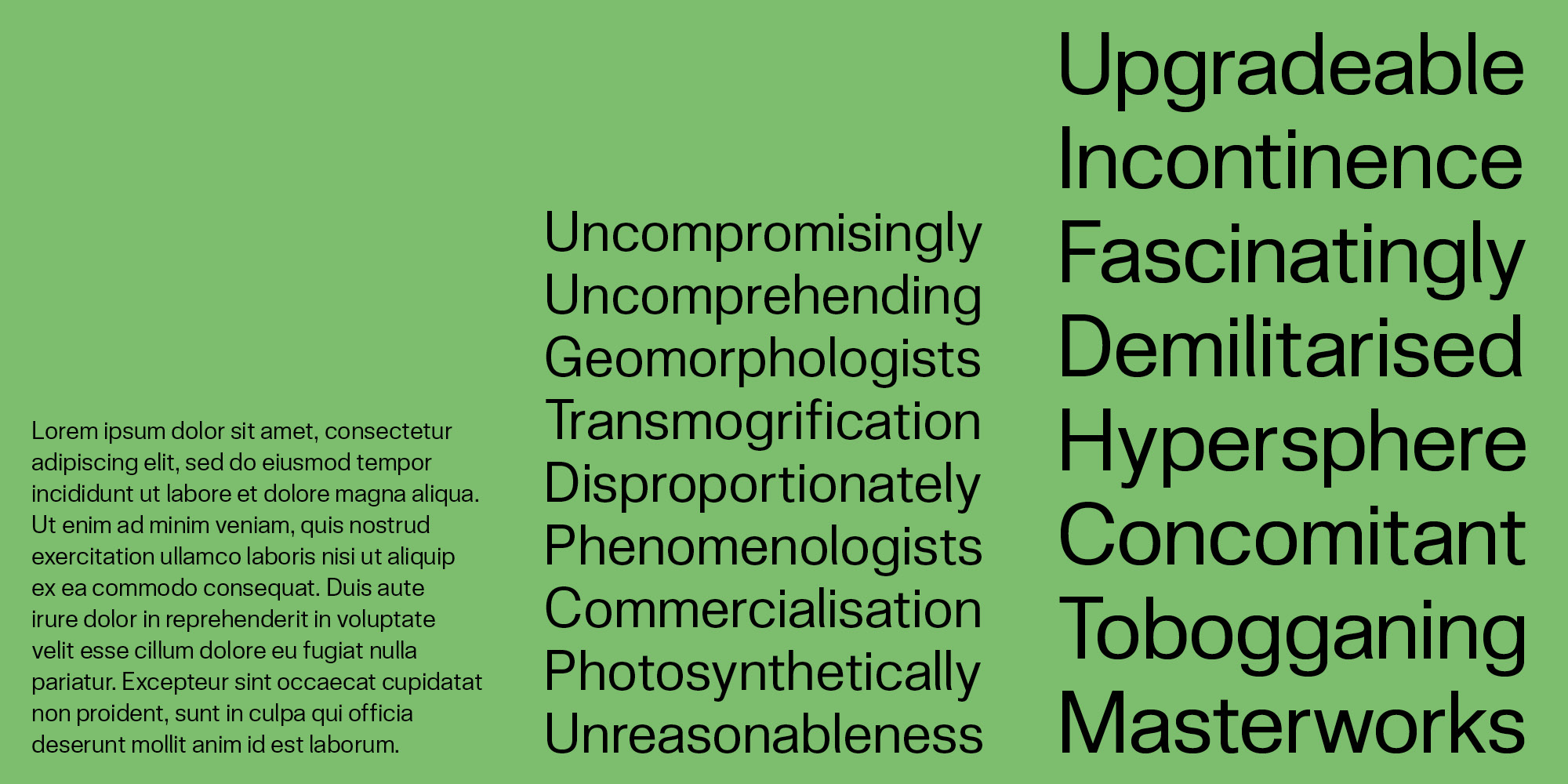 Different sizes of text using Skipton font