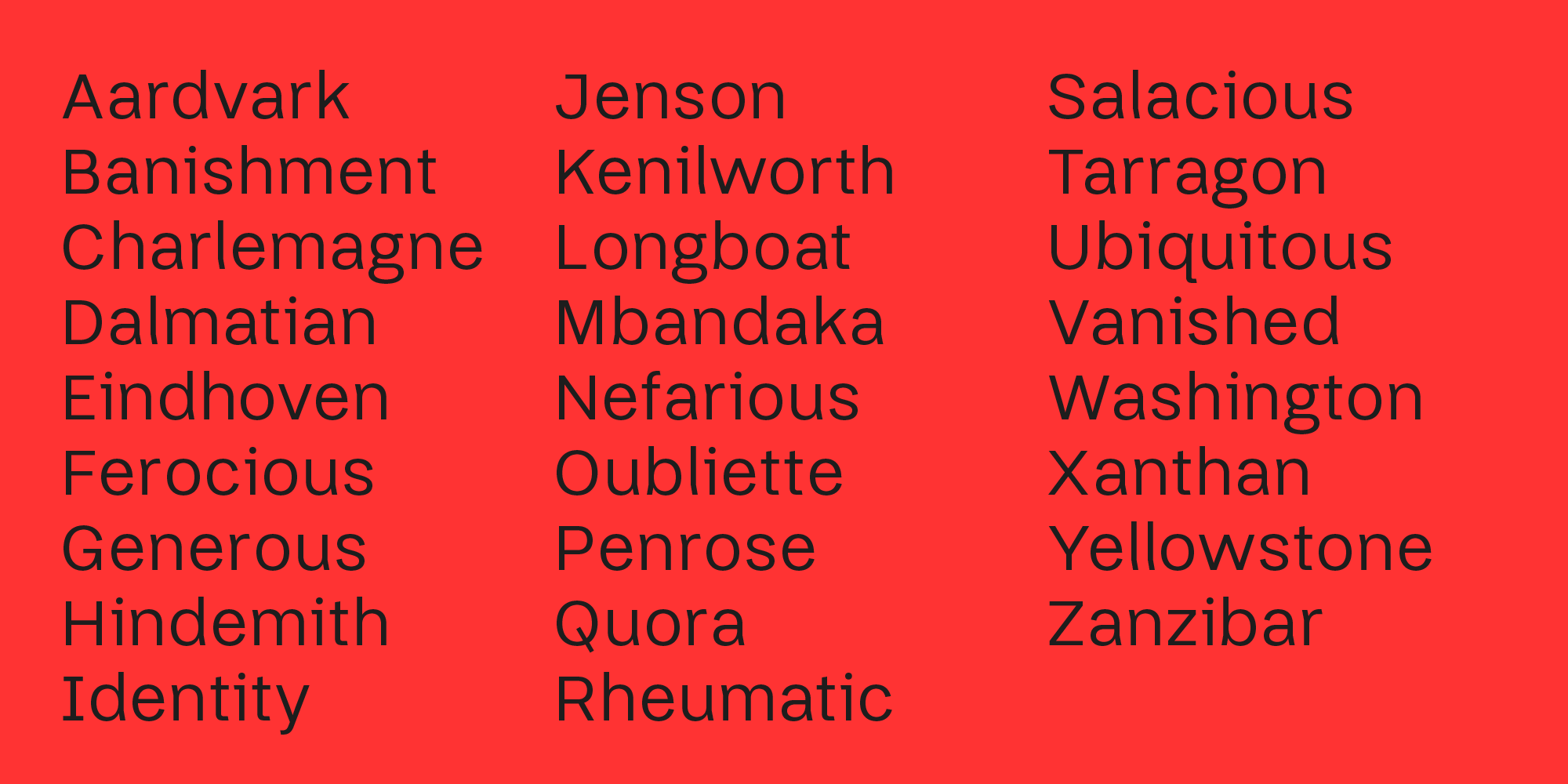 Alphabetic list of words typeset in Thorngumbald