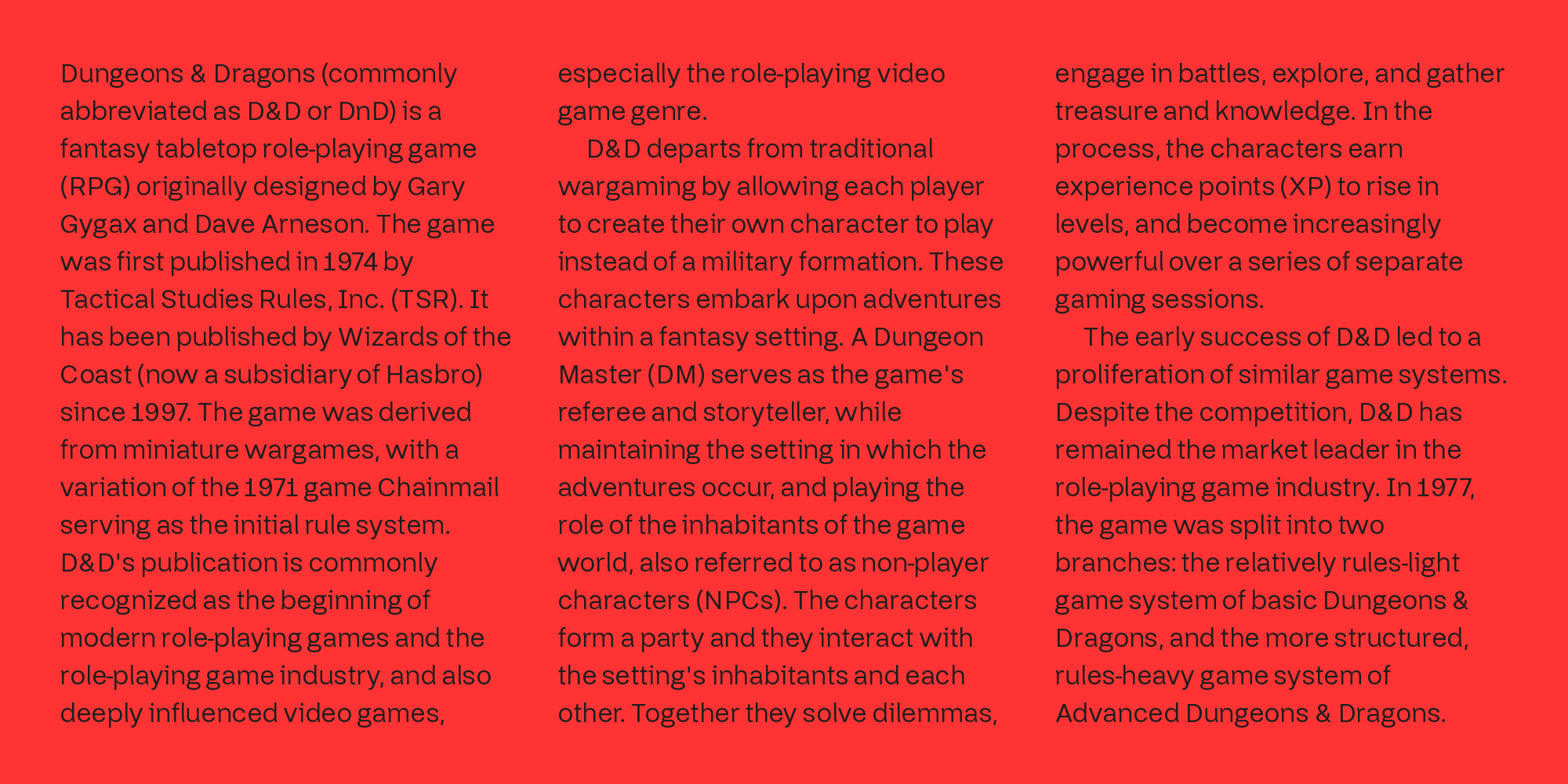 Paragraphs of text set in Thorngumbald font