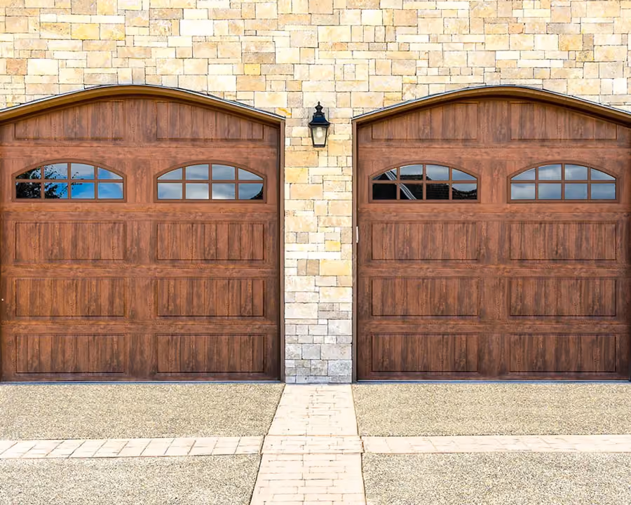 Residential garage doors side by side