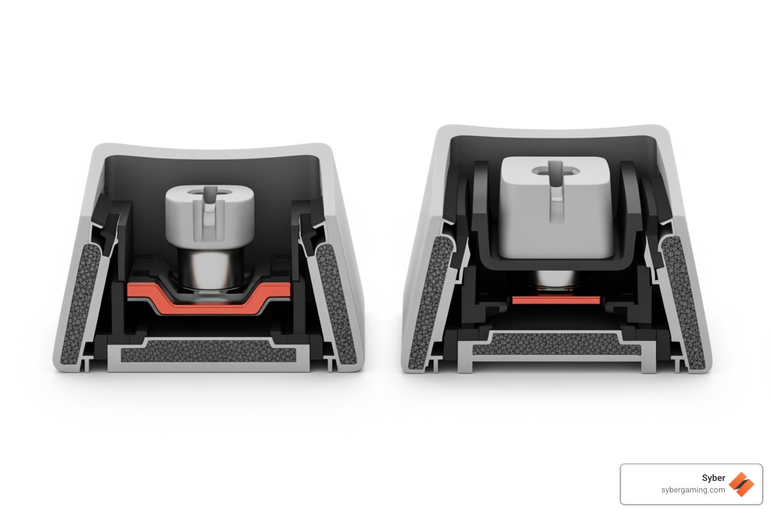 comparing the internal structure and height of a low-profile keycap versus a standard Cherry-profile keycap - can you put low profile switches on any keyboard