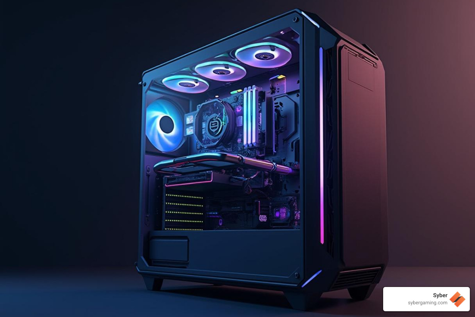 Professional-looking Syber gaming PC - gaming desktop for video editing