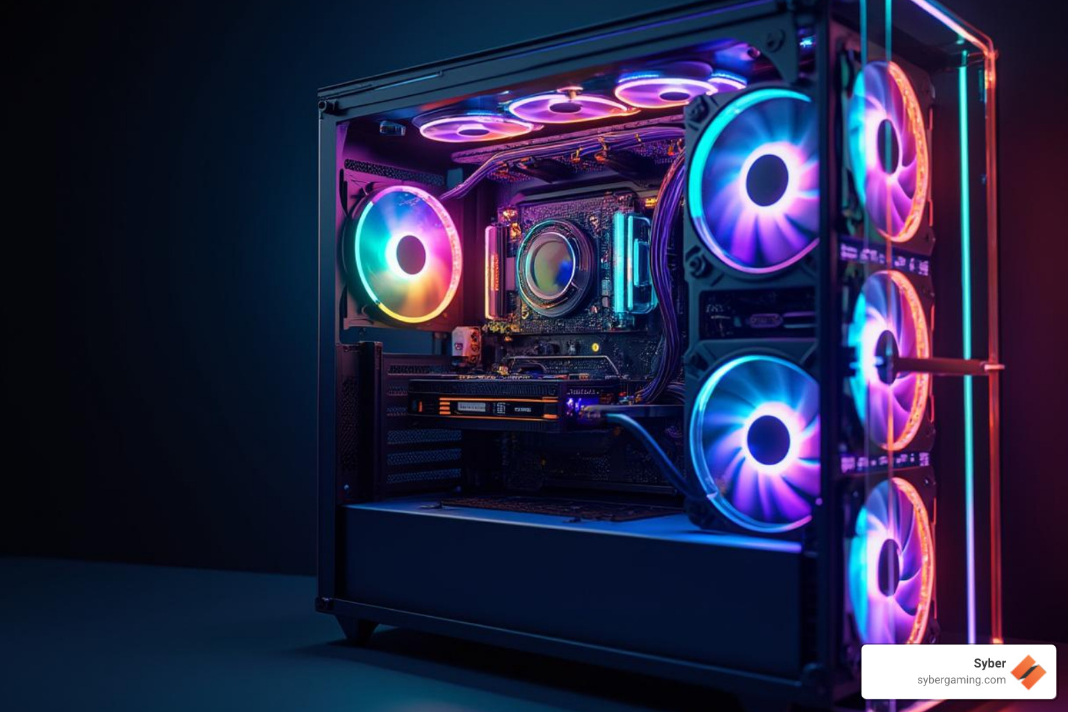 completed build inside the case, showcasing tidy cable management - cube flow xl 6 rgb fans