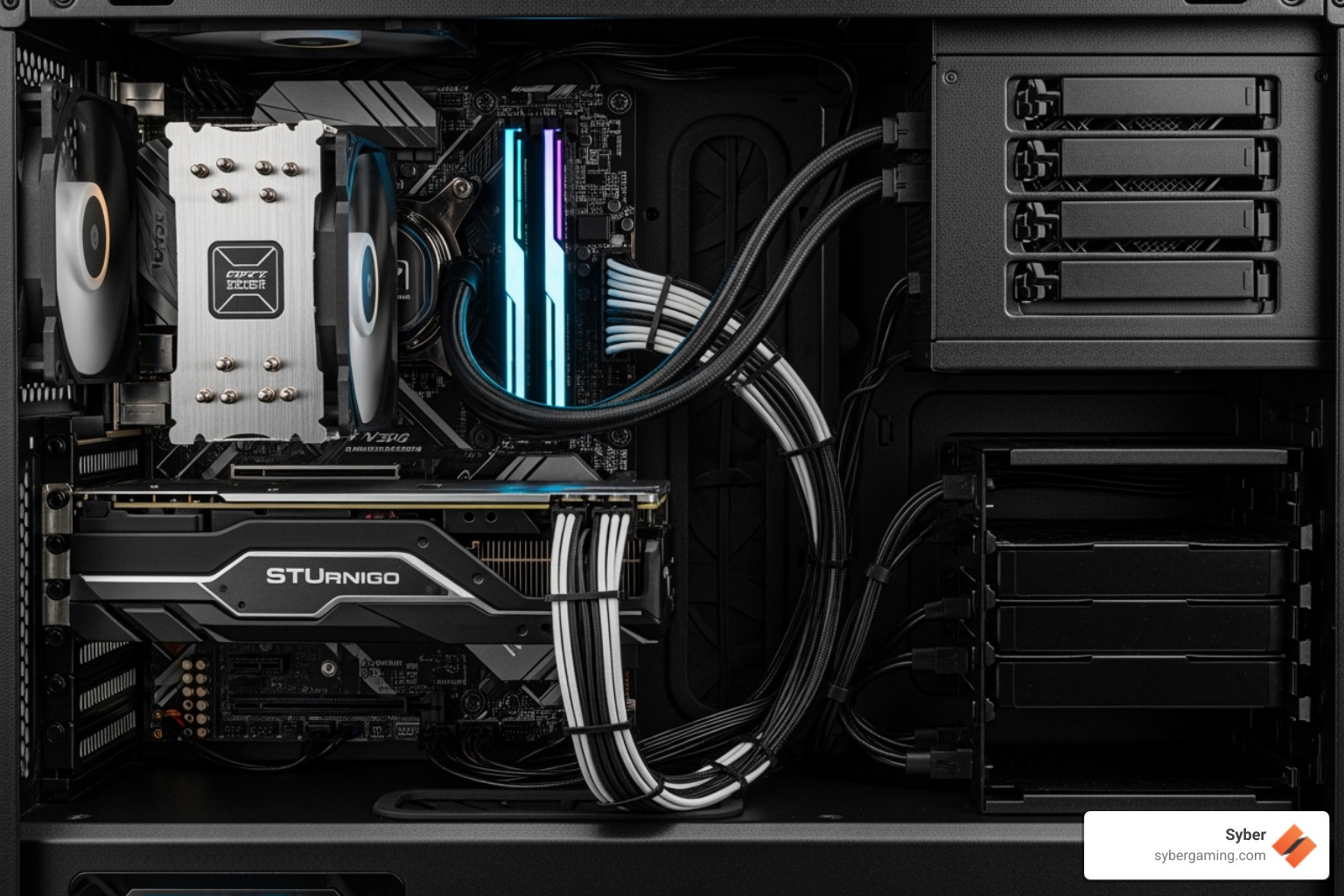 interior highlighting the dual-chamber design - cube flow xl 6 rgb fans