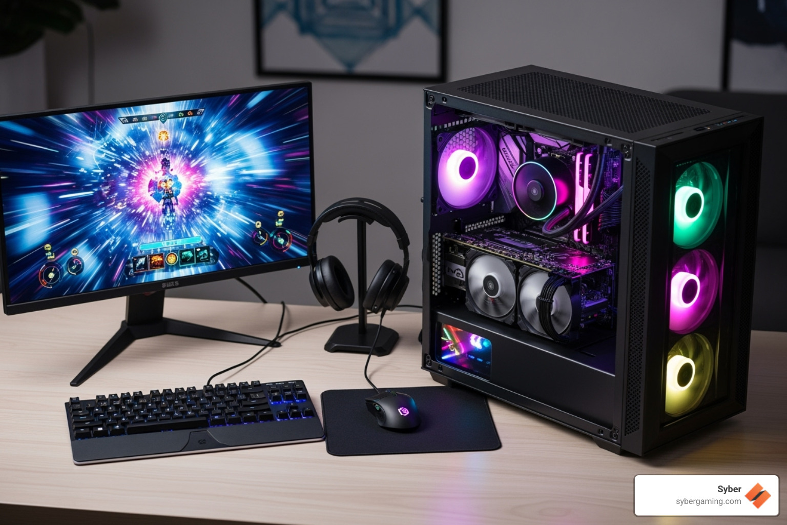 cleanly assembled Syber PC interior - good budget gaming computers