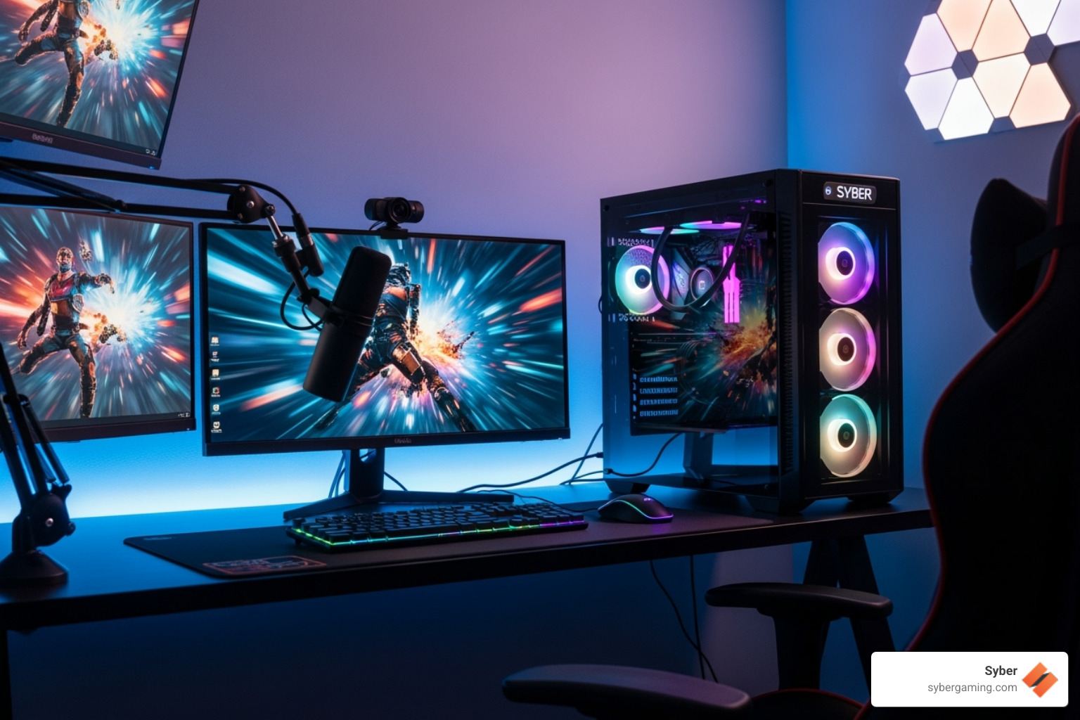 a Syber M-Series PC in a streaming setup - good budget streaming pc