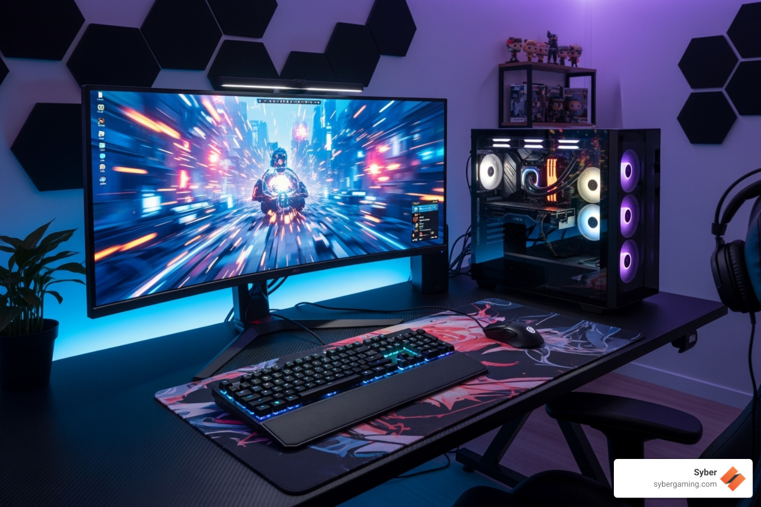 A complete gaming station including a high-refresh-rate monitor, mechanical keyboard, and gaming mouse - computer set for gaming specs