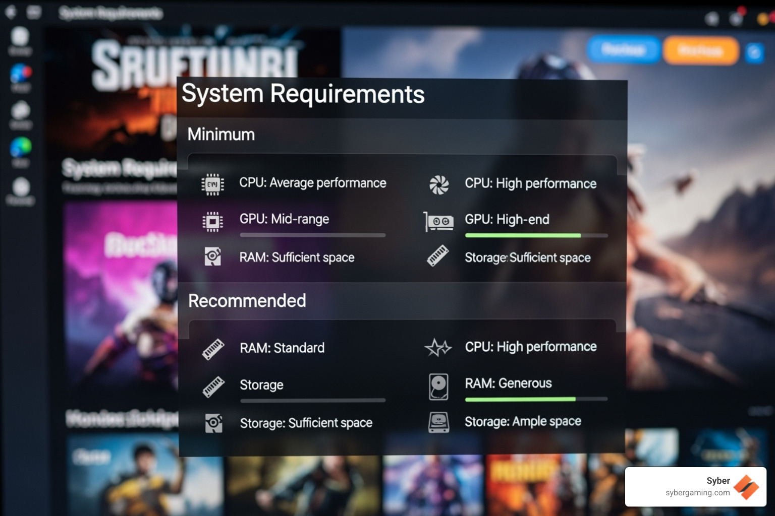 Image of a game's system requirements on a store page - how to check gaming pc specs Image of a game's system requirements on a store page - how to check gaming pc specs