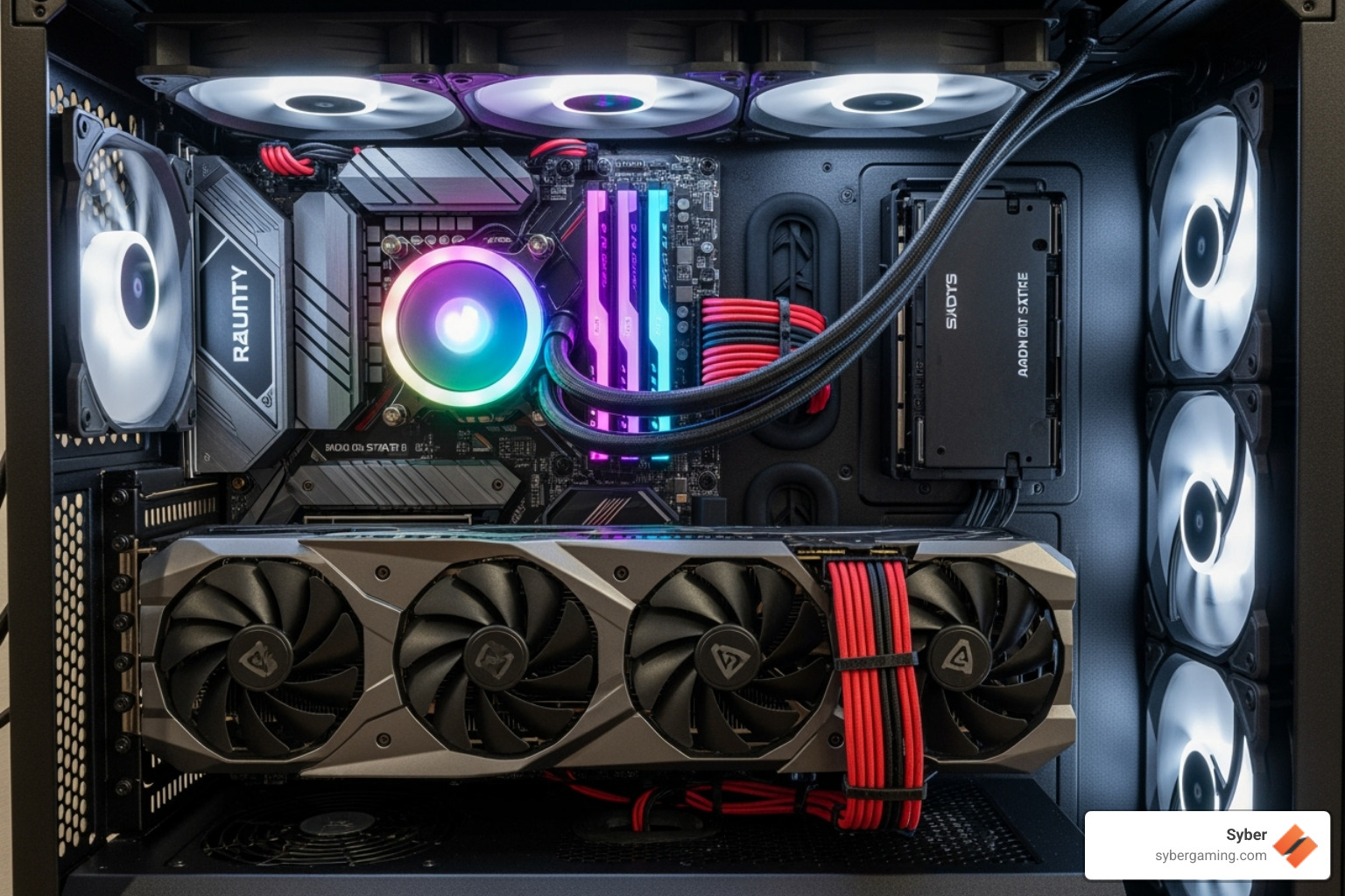 A well-organized PC interior with good airflow - best pc specs for gaming streaming and editing