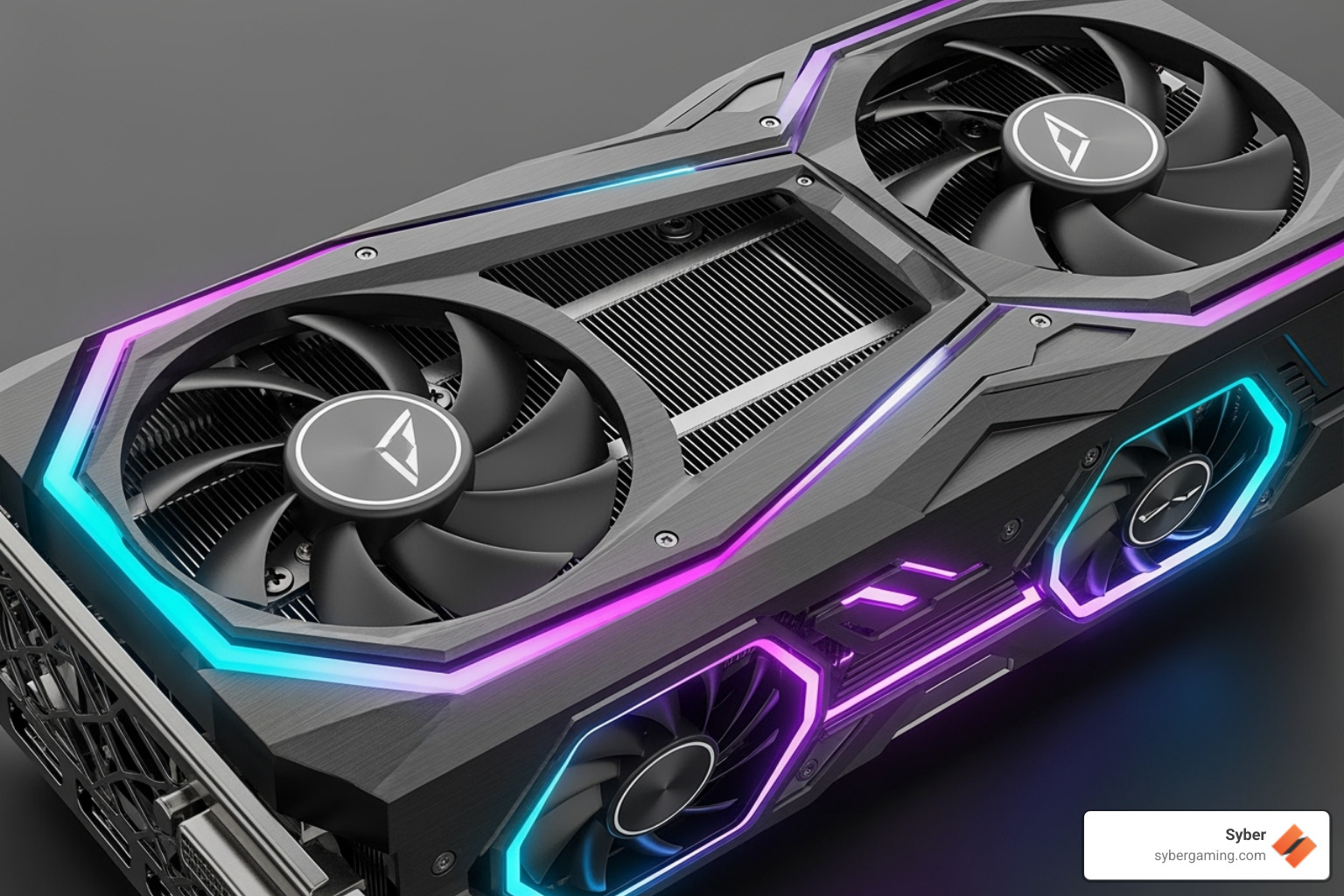 A futuristic graphics card design featuring intricate cooling fins and glowing RGB accents, ready to deliver next-generation visual performance. - brand new gaming computer A futuristic graphics card design featuring intricate cooling fins and glowing RGB accents, ready to deliver next-generation visual performance. - brand new gaming computer