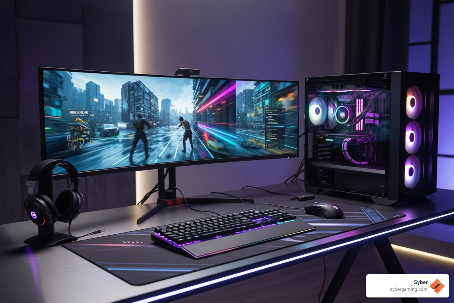 Sleek, high-performance gaming PC setup with vibrant RGB lighting - ultimate epic battle simulator 2 system requirements