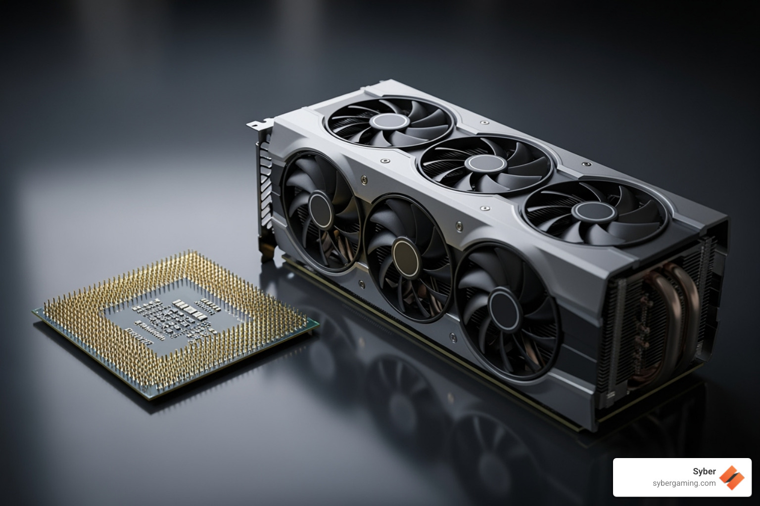 Modern CPU and GPU side-by-side - Esports gaming computer Modern CPU and GPU side-by-side - Esports gaming computer