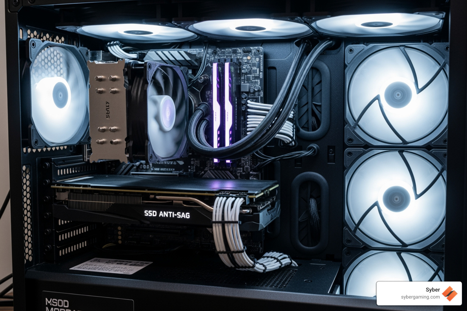 A meticulously organized PC interior with excellent cable management and air-flow cooling - best budget streaming pc 2026