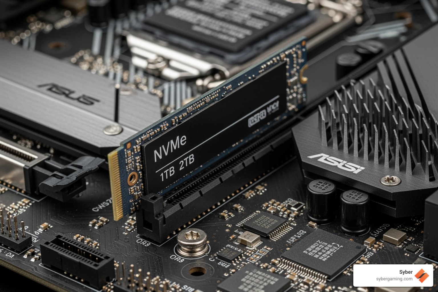 motherboard with an NVMe SSD installed - build custom gaming PC